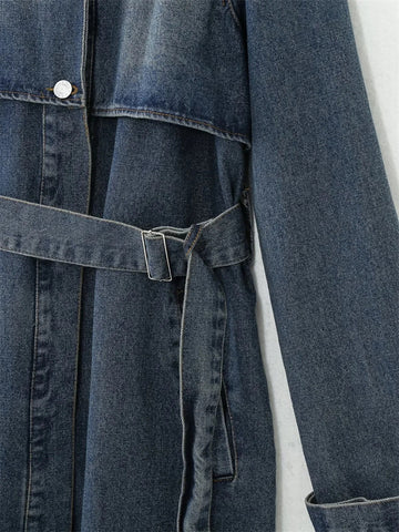 Women's Classic Style Fashion Loose Denim Trench Coat - Image 4
